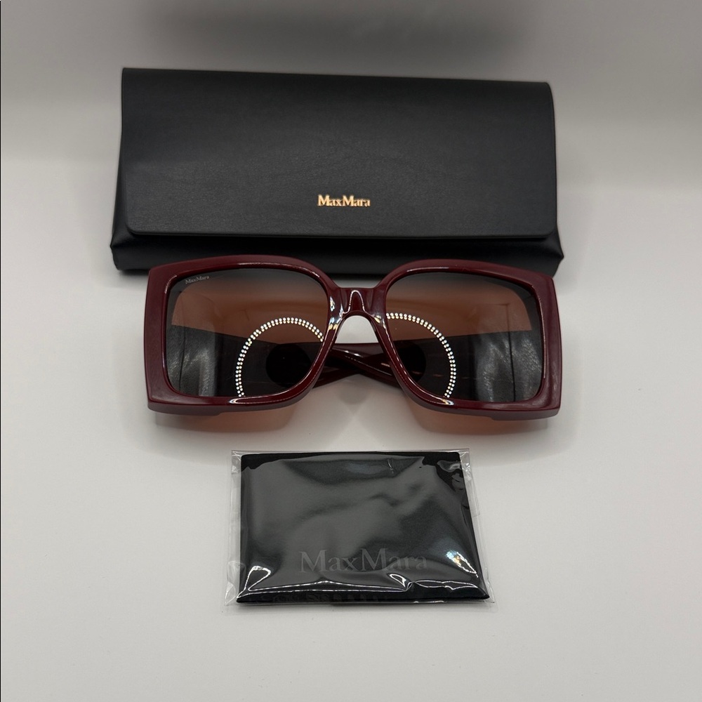 MaxMara Burgundy Square Sunglasses